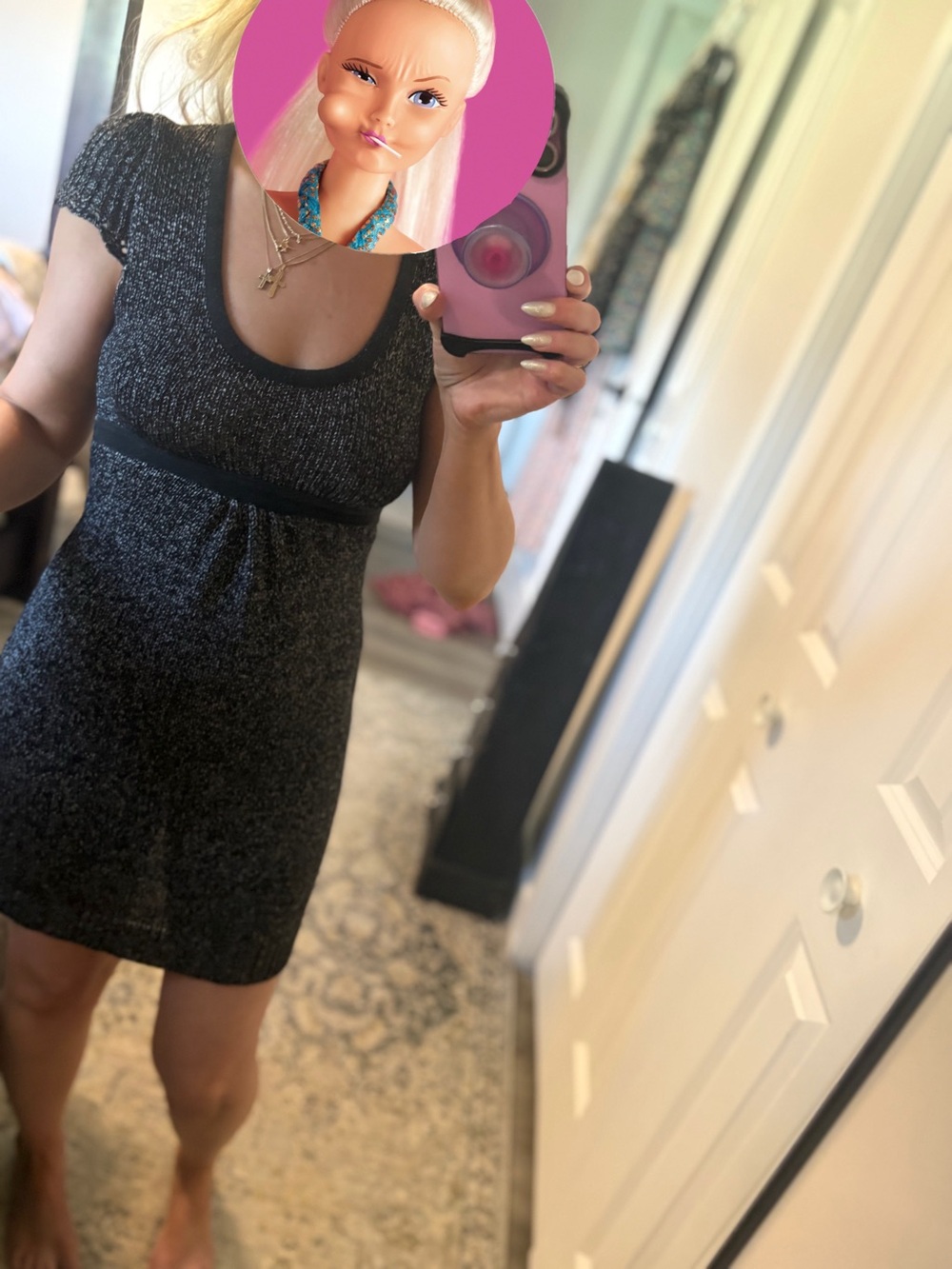 Promod Black Heather Knit Mini Dress